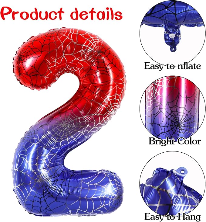40 Inch Red Blue Number 2 Balloon - Image 3