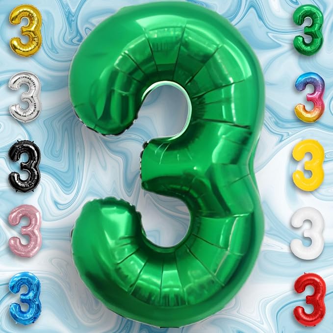 Green Number Balloon 3 Mylar Foil Balloons 16 inch - Image 4