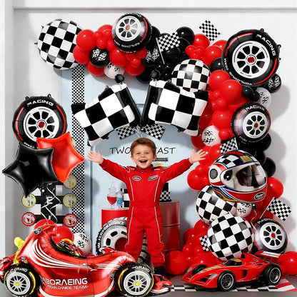 Race Car Balloons 10 pcs Tire Wheel Balloons Chequered Flag Balloons Helmet - Image 4