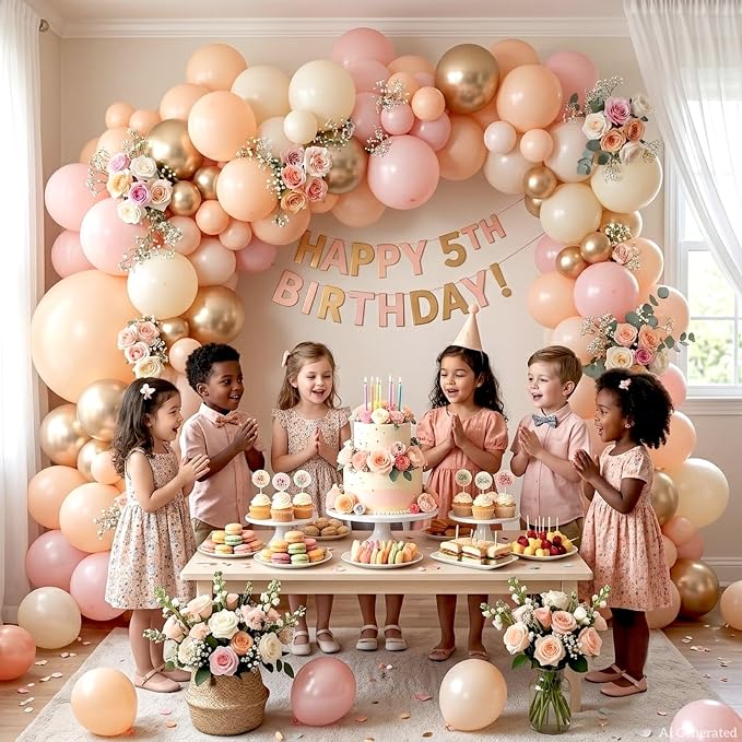 Pink Balloon Arch Kit Light Pink Gold Balloons Garland Kit | 126Pcs Nude Sand - Image 7