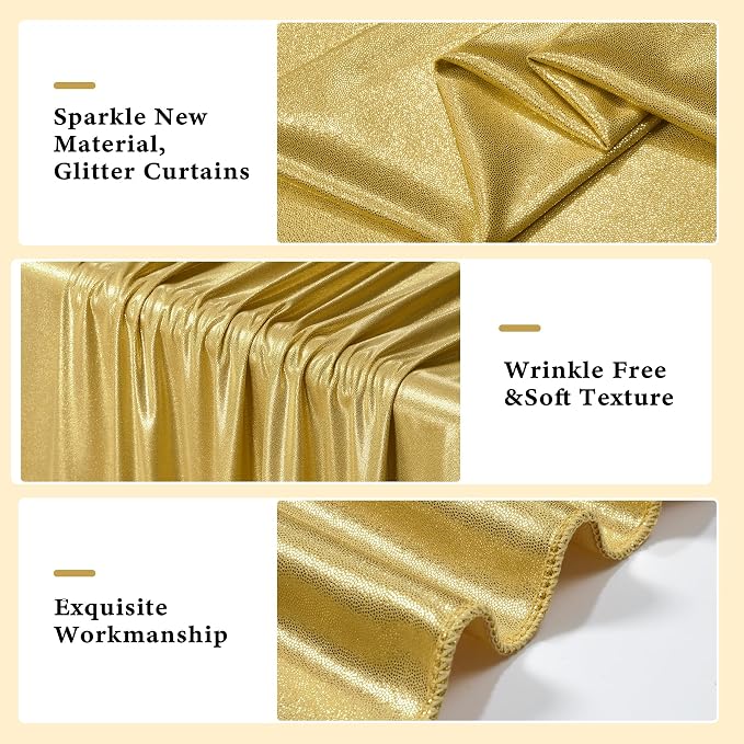 Outpain Thick 40 ft x 10 ft Gold Sequin Backdrop Curtain - Image 2