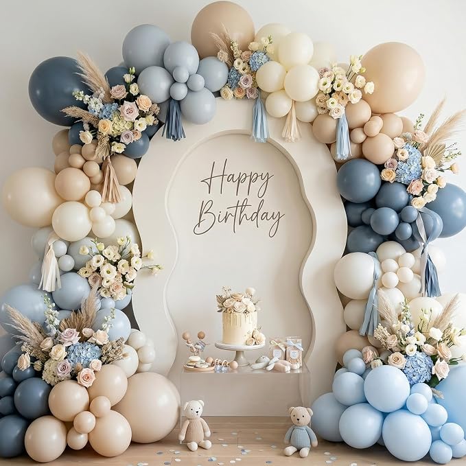 Dusty Blue Nude Beige Balloons, 12 Inch Beige Blue Blush Brown Cream Sand White - Image 6
