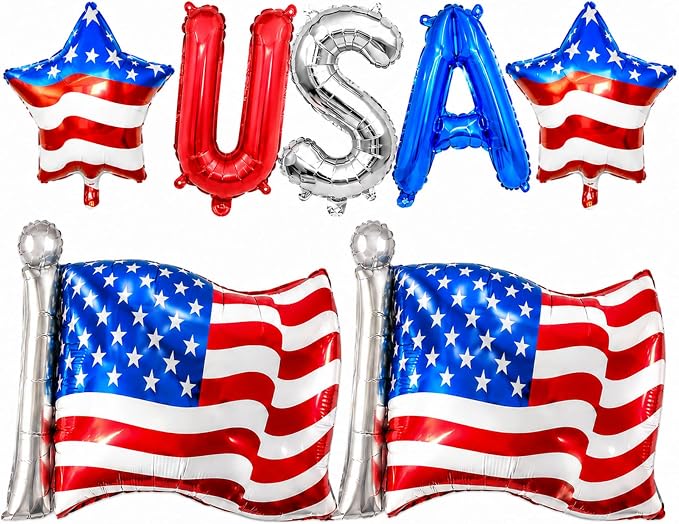 Patriotic USA&Star Flag Balloons 4th of July Independence Day Party Decor | USA by IGMaryBox