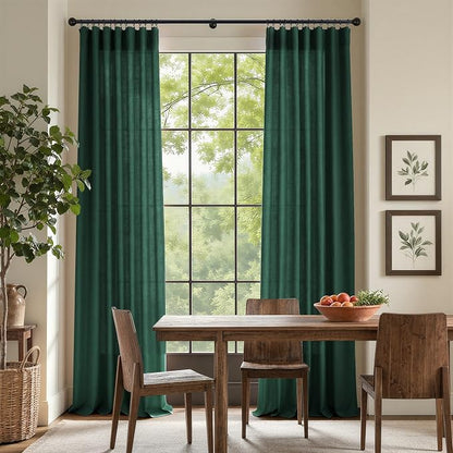 Dark Green Curtains 108 Inches Long - Image 3