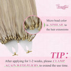 YoungSee Microlink Hair Extensions Human Hair Blonde Micro Beads Hair Extensions Ash Blonde Highlight Bead Hair Extension Real Human Hair 16 Inch Invisible Cold Fusion Hair Extension 50g 50s