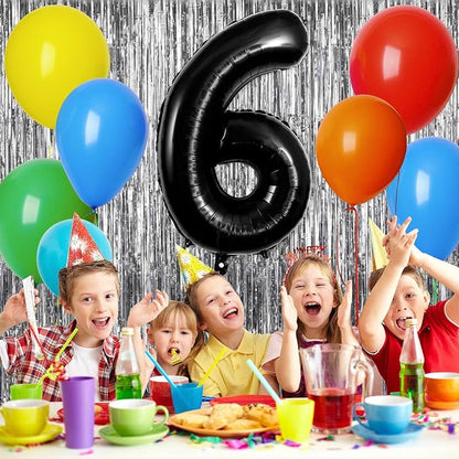Black Number 6 Balloons 40 Inch Large Foil Balloons, Giant Number Balloon - Image 5