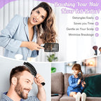 URTHEONE Hair Brush,Detangling Hairbrush Boar Bristle Hair Brushes for Women Men Kids Curly Thick Long Short Wet or Dry Hair, Curved Vented Detangler Brush for Faster Blow Drying (Black)