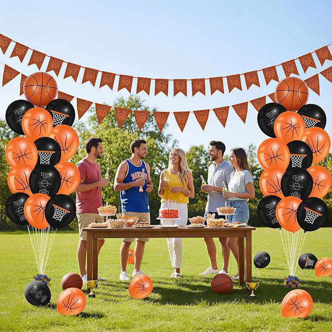 Censen 45 Pieces Basketball Balloons Party Decorations 12 Inch Basketball Latex - Image 5