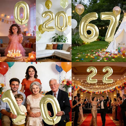 40 Inch Number 67 Balloons for 67th Birthday Party Decorations, 0-100 Champagne - Image 7