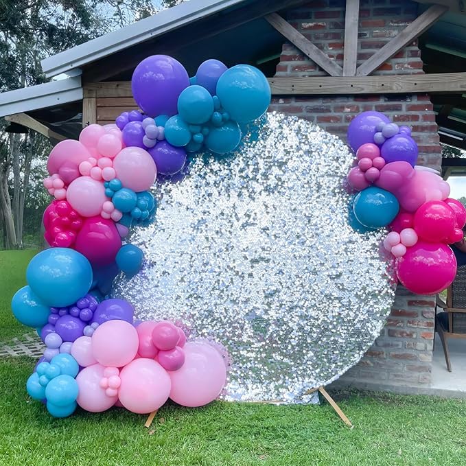 HILAVO Pink Purple Blue Balloon Arch Kit Teal Hot Pink Metallic Purple Party - Image 6