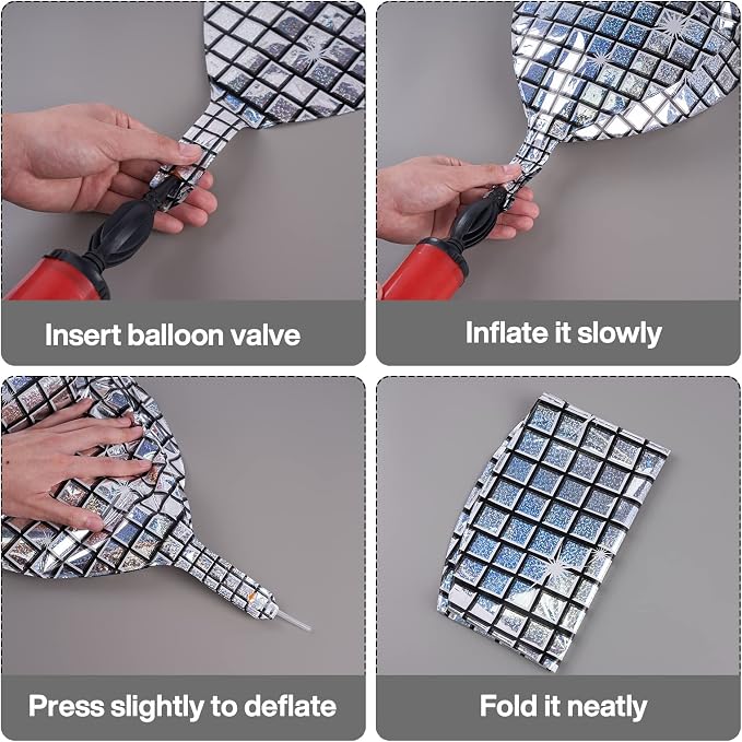 PartyWoo Silver Disco Ball Large Giant 4D Jumbo Foil Balloons 6pcs 22 Inch | 22 - Image 6