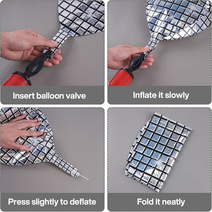 PartyWoo Silver Disco Ball Large Giant 4D Jumbo Foil Balloons 6pcs 22 Inch | 22 - Image 6
