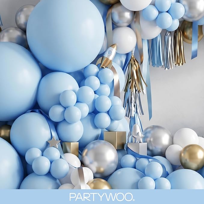 PartyWoo Light Blue Balloons 120pcs Baby Pastel Sky Aqua Blue Color | Different - Image 8