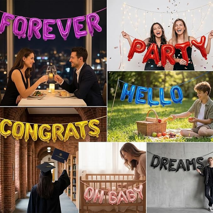 52 Pieces 16 Inches A-Z Letter Balloons – 2 Sets of Alphabet Mylar Balloon - Image 6