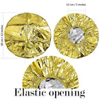 12 Pieces Deep Conditioning Caps Aluminum Foil Reusable Hair Processing Hair Coloring Shower Caps for Home Salon Use(12 Inch,Golden, Silvery)