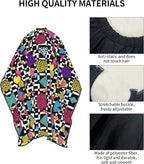 Extra Large Hair Styling Cape, Haircut Apron Black and White Checkered Retro 80S 90S Haircuting Salon Cape Gown for Hair Cutting Styling