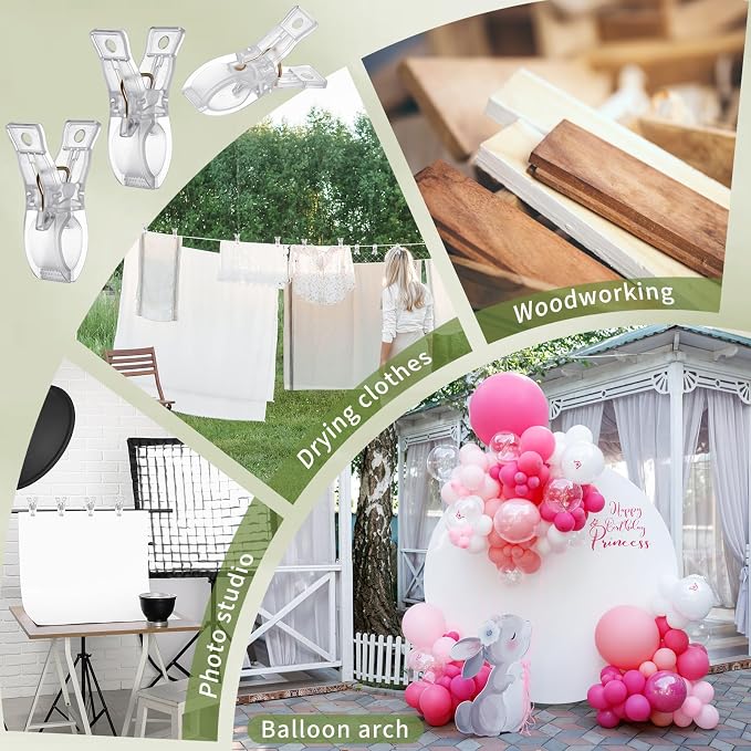 LemonRoad 16 Pcs 2.6" Clips for Balloon Arch Clear Heavy Duty 1.2" Opening - Image 5