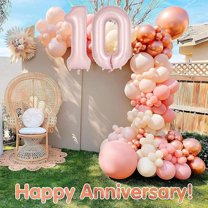 Light Pink Number 10 Balloon, 40 Inch Giant Mylar Number Balloons, Large Foil - Image 6