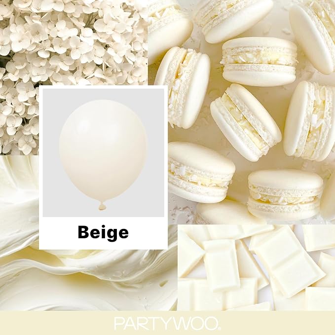 PartyWoo Beige Balloons 120pcs Cream Ivory Color 18 12 10 5 Inch | Balloons - Image 2