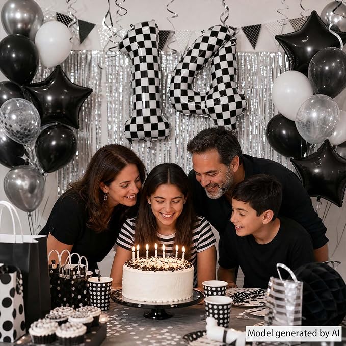 40 Inch Checkered Number 14 Balloon, Race Theme Foil Party Decor | 40in mylar - Image 7