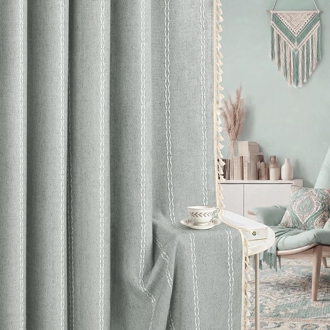 Teal 100% Boho Blackout Curtains 84 Inch 2 Panels - Image 8