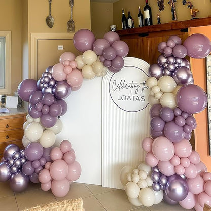 Dusty Purple Balloons Garland Arch Kit, Lilac Retro Pink Sand White Balloon - Image 9