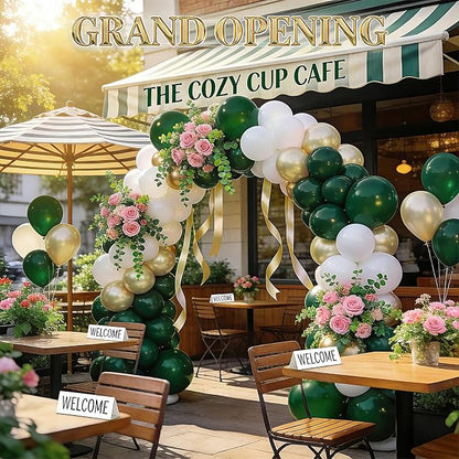 White Gold Green Balloons 100Pack 12 Inch Set Latex Party Decorations | White - Image 3