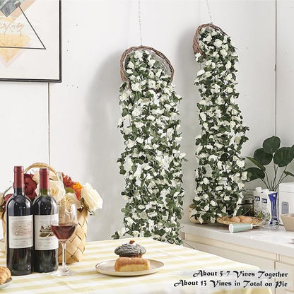 Artificial Flower Garland 8pcs 8.2ft Floral Rose Vine Decor, Hanging Faux Roses - Image 4