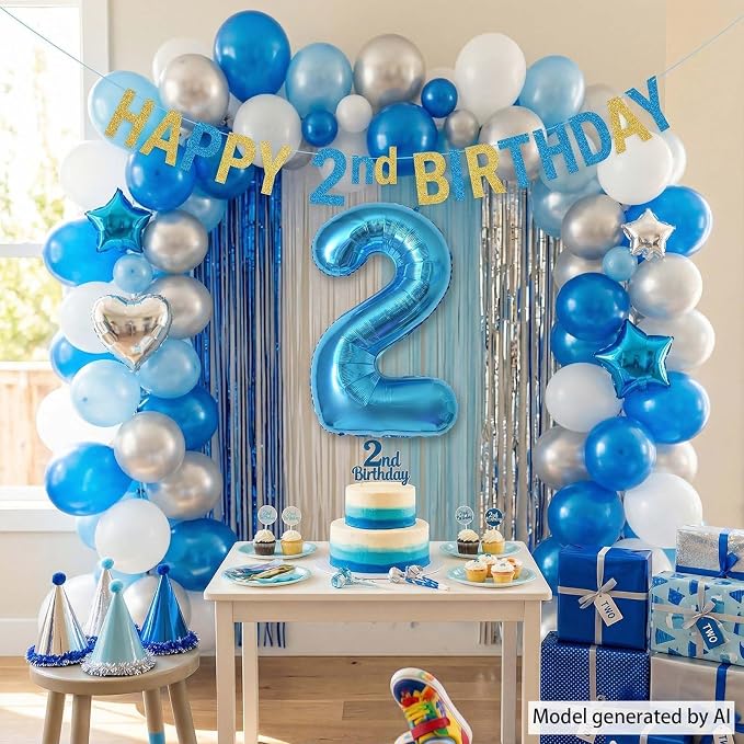 Light Blue Number 2 Balloon 40 Inch, Foil Numeral - Image 6