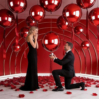 12Pcs Red Round Balloons Foil, Big Metallic Red Foil Balloons Helium - Image 6