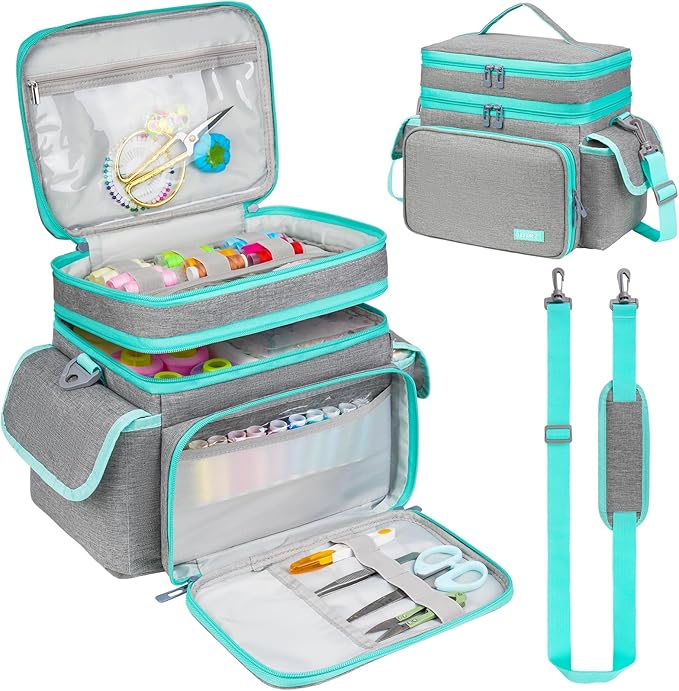 LEFOR·Z Small Sewing Supplies Organizer Bag, Sewing Box | Double-Layer Sewing by LEFOR%C2%B7Z
