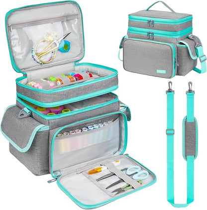 LEFOR·Z Small Sewing Supplies Organizer Bag, Sewing Box | Double-Layer Sewing by LEFOR%C2%B7Z