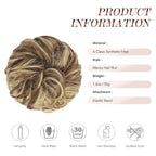 FESHFEN Messy Bun Hair Piece - Large Elastic Wavy Curly Hair Bun Scrunchies Ponytail Extensions Synthetic Chignon Hairpieces for Women, Light Brown & Blonde 1.94oz