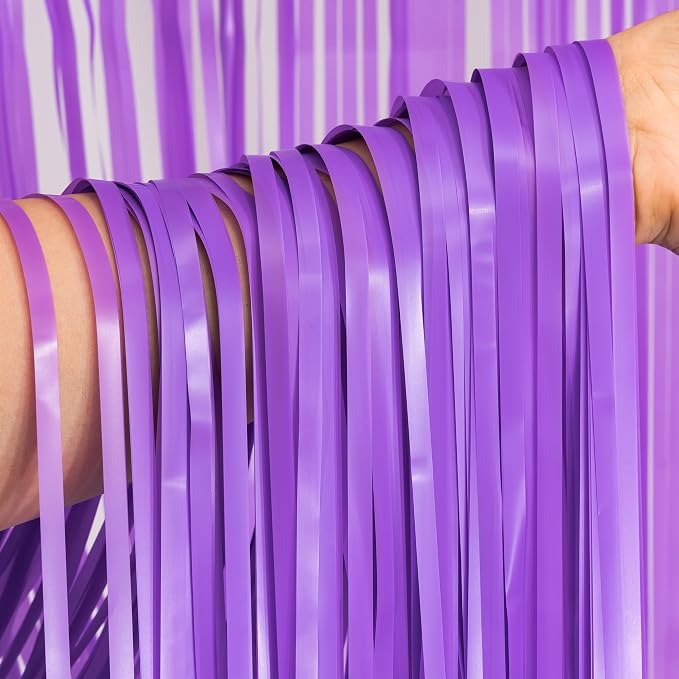 BRAVESHINE Purple Streamers Party Backdrop Pastel Fringe Curtains | 2 Pack | - Image 8