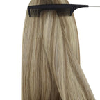 YoungSee Nano Beads Hair Extensions Human Hair Brown Ombre Blonde Nano Ring Hair Extensions 24inch Nano-tip Hair Extension Brown Balayage Blonde 50g for Weddings and Special Occasions