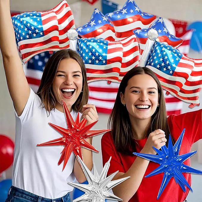 9Pcs 4th of July Balloons American Flag Foil Balloons Patriotic Independence - Image 6