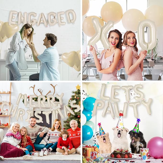 26 Pcs Cream Letter Balloons, 16 Inch Foil Alphabet Letter Balloons, Letter A-Z - Image 7