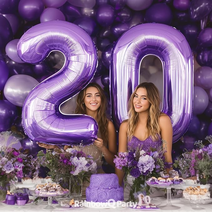 RainbowQ Purple 13 Balloon Number 40 Inch 0-40 Foil Large Balloons | Big Mylar - Image 6