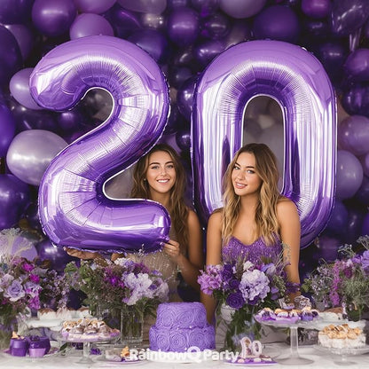 RainbowQ Purple 13 Balloon Number 40 Inch 0-40 Foil Large Balloons | Big Mylar - Image 6