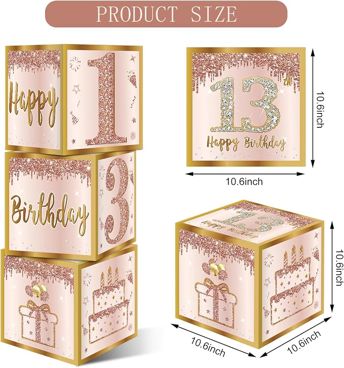 Guiruiy 3Pcs 13th Birthday Decorations Balloon Gift Boxes - Image 2