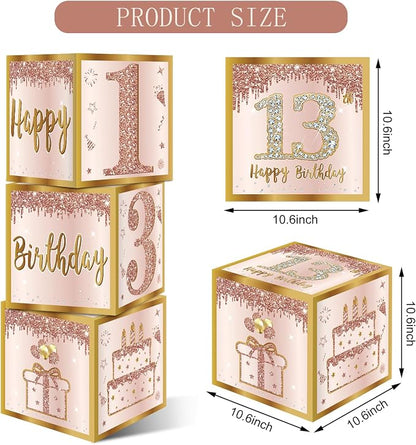 Guiruiy 3Pcs 13th Birthday Decorations Balloon Gift Boxes - Image 2