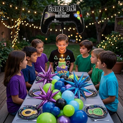 Video game balloon garland arch kit 140pcs purple blue green black balloons - Image 7