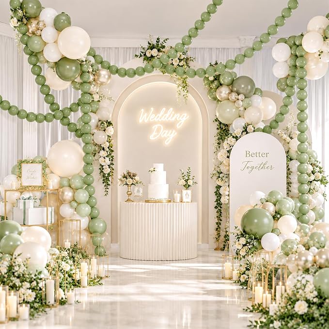 Sage Green Linking Balloons, Fall Thanksgiving Boho Birthday Bridal Baby Shower - Image 7