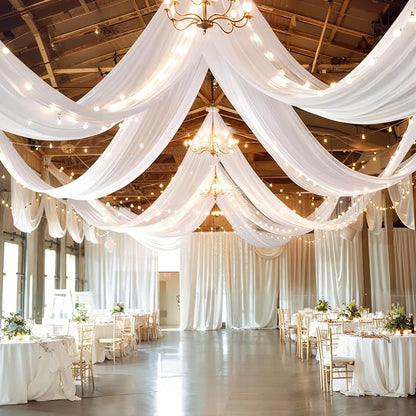 6 Panels White Ceiling Drapes - Image 7
