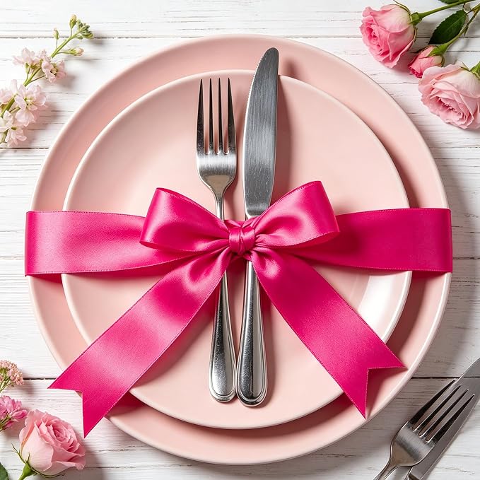1In 30Yards Rose Red Fabric Ribbon - Image 7
