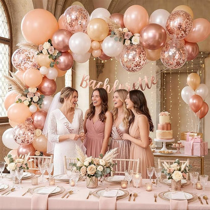 Rose Gold Balloons, 12Inch Metallic Pearl Rose Gold and White Balloons - Image 3