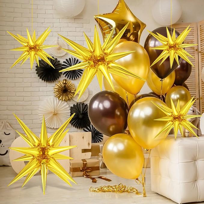 10 Pcs Star Balloons Explosion Balloons Foil Cone Balloon Magic - Image 3
