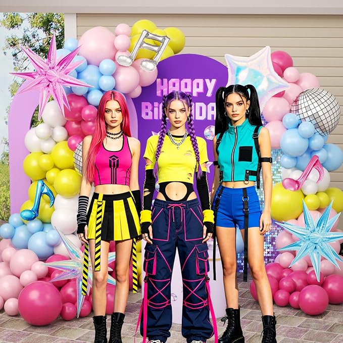 JOGAMS 175Pcs Colorful K-Pop Balloon Arch Kit, Hot Pink Blue Yellow White Pink - Image 5