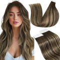 LaaVoo Human Hair Tape in Extensions Balayage Tape in Hair Extensions Human Hair Ombre Brown to Caramel Blonde with Brown 20 Inch 20pcs 50g