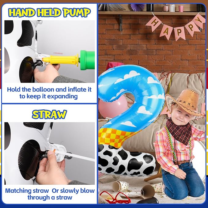 40 Inch Number 2 Balloon Blue Clouds Cartoon Story Balloons Toy Inspired Story - Image 4